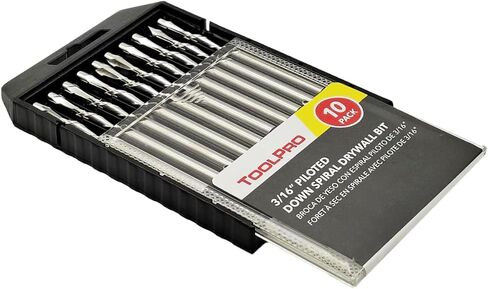ToolPro 3/16 in. Piloted Down-Spiral Drywall Cutout Bit - Heavy-Duty Rotary Zip Bit for Can Lights and Outlet Boxes (10-Pack) in Saudi Arabia