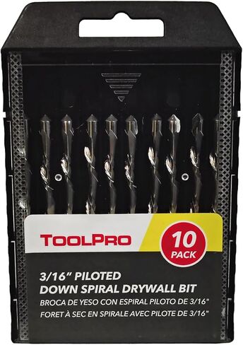 ToolPro 3/16 in. Piloted Down-Spiral Drywall Cutout Bit - Heavy-Duty Rotary Zip Bit for Can Lights and Outlet Boxes (10-Pack) in Saudi Arabia