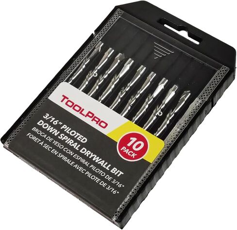 ToolPro 3/16 in. Piloted Down-Spiral Drywall Cutout Bit - Heavy-Duty Rotary Zip Bit for Can Lights and Outlet Boxes (10-Pack) in Saudi Arabia