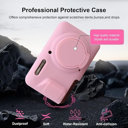 حافظة RAIALL لكاميرا KODAK PIXPRO FZ55 الرقمية، حافظة واقية من السيليكون الناعم لكاميرا تسجيل الفيديو KODAK PIXPRO FZ55، حافظة كاميرا FZ55 خفيفة الوزن ومقبض جلد الجسم، وردي in Kuwait