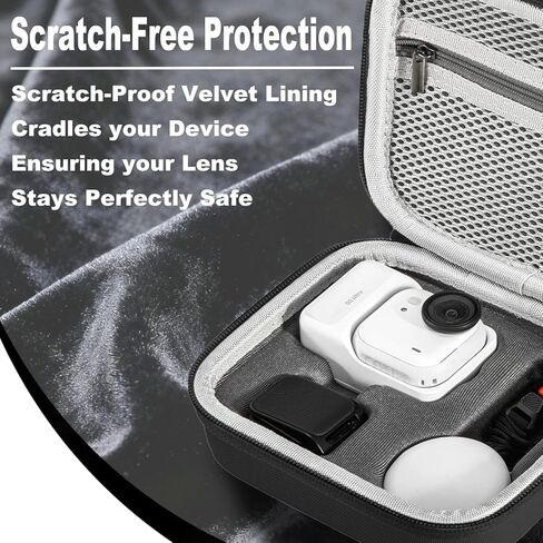 Hard Protective Carrying Case for Insta360 GO Ultra Shockproof Water-Resistant EVA Shell Travel Storage Bag with Custom Fit Compartments, Carabiner Clip and Wrist Strap Ultra Compact Cover Case Bag in Kuwait