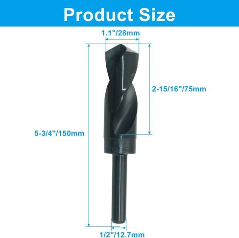 Bivethoi Reduced Shank Drill Bit 17mm with 1/2 Inch Straight Shank | High Speed Steel HSS 9341, Twist Drill Bit, For Stainless Steel Alloy Metal Plastic in Kuwait