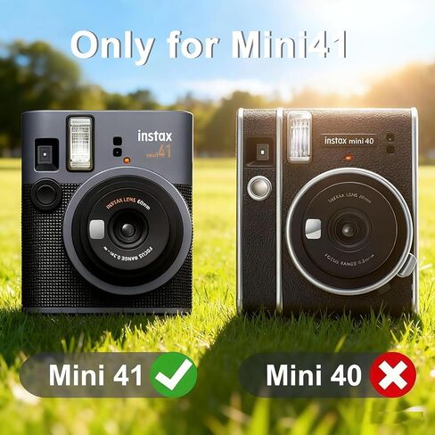 Protective Cover Case for Fujifilm Instax Mini 41 Instant Camera - Premium Synthetic Leather Skin with Detachable Adjustable Strap (Black) in Kuwait