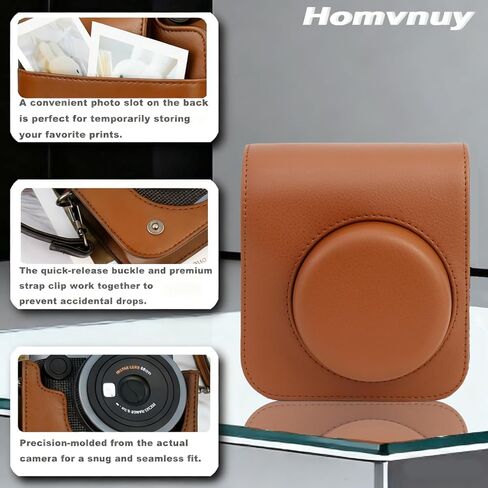 Protective Cover Case for Fujifilm Instax Mini 41 Instant Camera - Premium Synthetic Leather Skin with Detachable Adjustable Strap (Black) in Kuwait