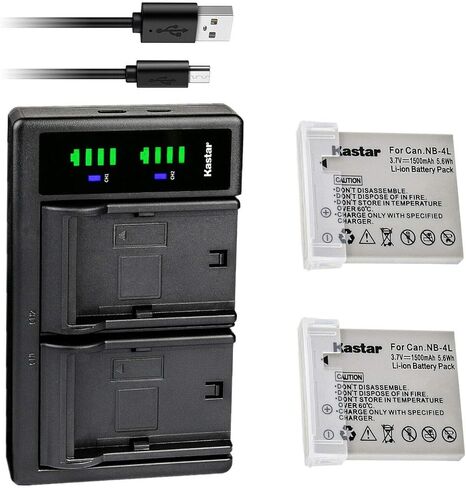 Kastar LTD2 USB Battery Charger Replacement for Canon NB-4L NB4L, NB-4LH NB4LH Battery, Canon CB-2LV Charger, Canon Digital IXUS 120 is, Digital IXUS 130, IXY Digital Wireless Camera in Saudi Arabia