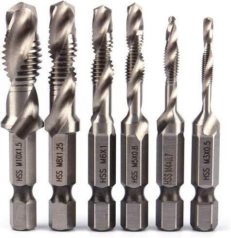 M10 Hss 1/4" Hex Handle Tap Drill Bits, Tap Taper and Drill Bits for Soft Metal, Aluminum, Iron in Saudi Arabia