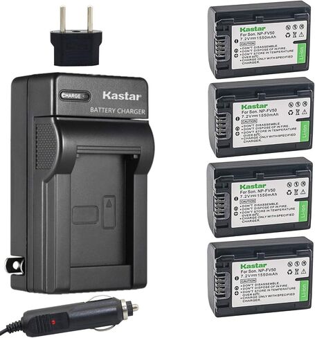 Kastar Battery 3 Pack + Charger for Sony NP-FV30 NP-FV40 NP-FV50 & Sony Handycam HDR-CX380 430V 900 580V 760V HDR-PJ540 650V HDR-PV710V 790V 810 HDR-TD30V FDR-AX100 DCR-SR DCR-SX HDR-CX HDR-XR Series in Saudi Arabia