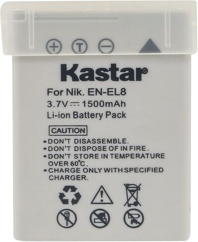 Kastar 2 Pack EN-EL8 Battery for Nikon Coolpix P1 Coolpix P2 Coolpix S1 S2 S3 S5 S6 S7 S7c Coolpix S8 Coolpix S9 Coolpix S50 S50c Coolpix S51 S51c Coolpix S52 S52c Cool-Station MV-11 MV-12 Cameras in Saudi Arabia