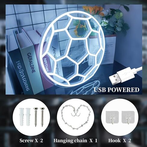 YSMNDE كرة القدم النيون علامة لديكور الجدار، عكس الضوء كرة القدم ضوء النيون لغرفة الأولاد، USB بالطاقة الرجبي أضواء LED لكهف الرجل والمراهقين وغرف الألعاب، هدية لمحبي الرجبي in Kuwait