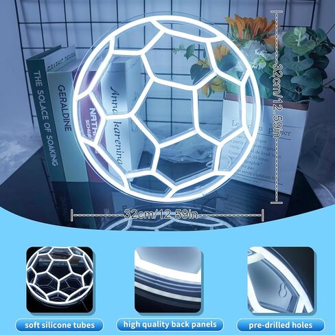 YSMNDE كرة القدم النيون علامة لديكور الجدار، عكس الضوء كرة القدم ضوء النيون لغرفة الأولاد، USB بالطاقة الرجبي أضواء LED لكهف الرجل والمراهقين وغرف الألعاب، هدية لمحبي الرجبي in Kuwait