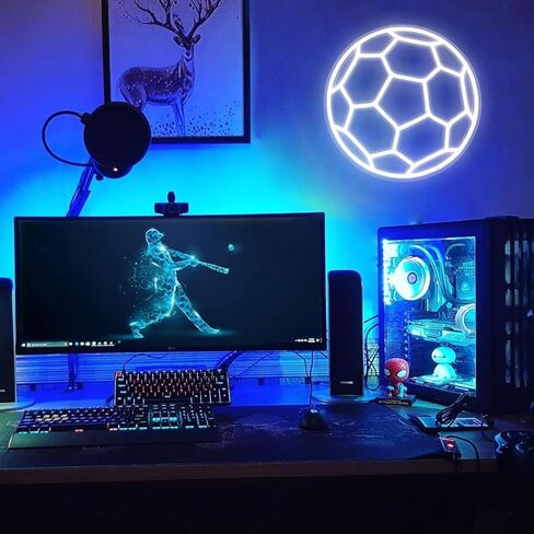 YSMNDE كرة القدم النيون علامة لديكور الجدار، عكس الضوء كرة القدم ضوء النيون لغرفة الأولاد، USB بالطاقة الرجبي أضواء LED لكهف الرجل والمراهقين وغرف الألعاب، هدية لمحبي الرجبي in Kuwait