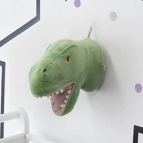 3D Dinosaur Head Wall Hanging Mounted Decor Soft Plush Stuffed Animal Heads Wall Mount Decor for Children Room Nursery Room Bedroom Playroom Decoration (White Dinosaur) in Saudi Arabia