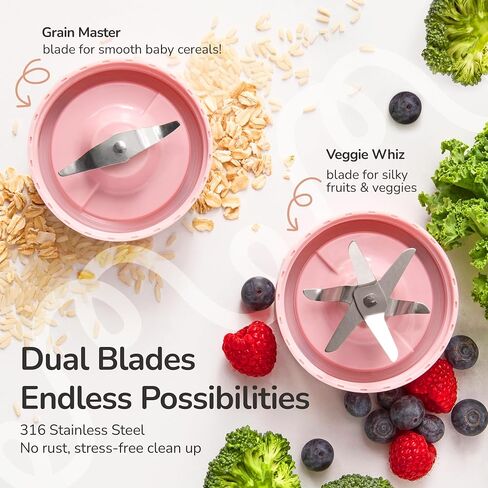 Bubble Blender, Baby Food Maker & Puree Blender with 2 Borosilicate Glass Cups, Compact Baby Bullet for Smoothies, Hands-Free One-Touch, 200W Motor, Cream in Saudi Arabia