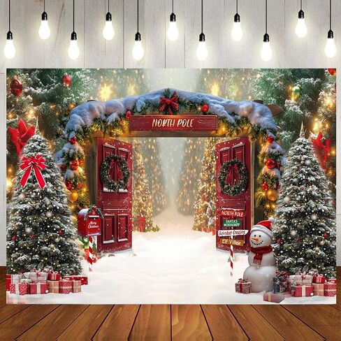 LTLYH 7x5ft نسيج عيد الميلاد القطب الشمالي خلفية الشتاء غابة العجائب سانتا ورشة عمل الباب خلفية شجرة عيد الميلاد الأسرة عطلة ديكور حفلة صور الدعائم 346 in Saudi Arabia