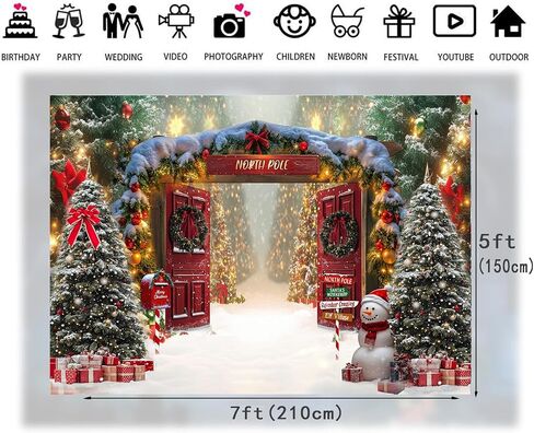 LTLYH 7x5ft نسيج عيد الميلاد القطب الشمالي خلفية الشتاء غابة العجائب سانتا ورشة عمل الباب خلفية شجرة عيد الميلاد الأسرة عطلة ديكور حفلة صور الدعائم 346 in Saudi Arabia