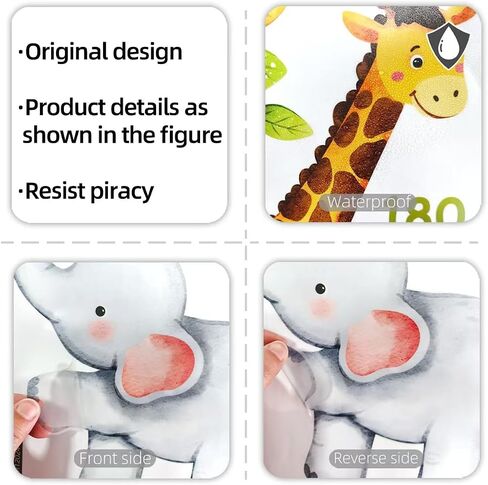 Joyartu 3 Sheets Jungle Animals Tree Wall Decals Giraffe & Monkeys Kids Height Wall Stickers Baby Nursery Kids Bedroom Living Room Wall Decor(11.8 x 35.4 inches Each) in Saudi Arabia