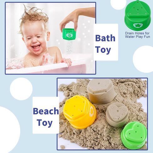 Baby Stacking Cups, Sorting Stacking Toys for Toddlers 1-3 Nesting Stackable Block with Number Montessori Toys for 1 Year Old Educational Sand Bath Birthday Gift for 6 9 12 18 Month Boy Girl in Kuwait