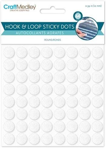 MULTICRAFT IMPORTS INC Hook Loop DOT ADHESV WHT, White Round, 3/8", 64/Pkg in Saudi Arabia