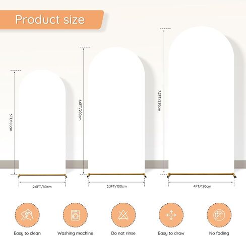 Arch Backdrop Cover, Wedding Arch Cover Spandex Fitted Cover for Photography Studio Stretchy Backdrop Cover for Birthday Baby Shower Ceremony Banquet (White+Beige, 4+5+6FT) in Saudi Arabia