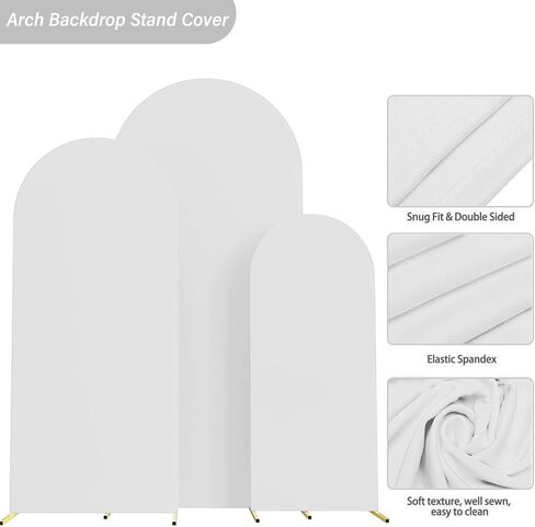 Arch Backdrop Cover, Wedding Arch Cover Spandex Fitted Cover for Photography Studio Stretchy Backdrop Cover for Birthday Baby Shower Ceremony Banquet (White+Beige, 4+5+6FT) in Saudi Arabia