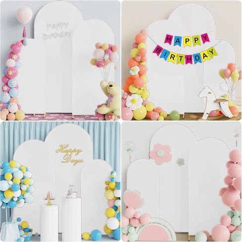 Arch Backdrop Cover, Wedding Arch Cover Spandex Fitted Cover for Photography Studio Stretchy Backdrop Cover for Birthday Baby Shower Ceremony Banquet (White+Beige, 4+5+6FT) in Saudi Arabia
