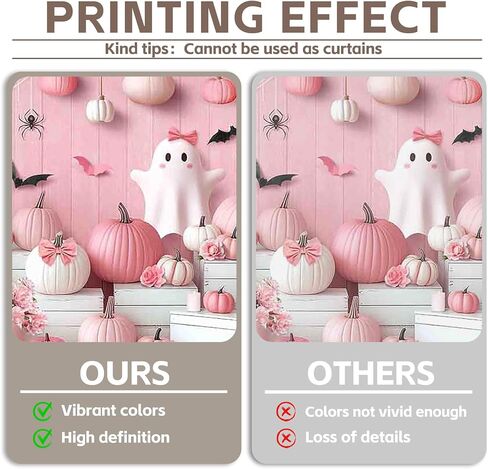 ZTHMOE Fabric 7x5ft Pink Halloween Photography Backdrop Boo Cartoon Cute Spooky Ghost Pumpkins Background Girls Kids Birthday Baby Shower Party Decoratins Photo Booth Banner in Saudi Arabia