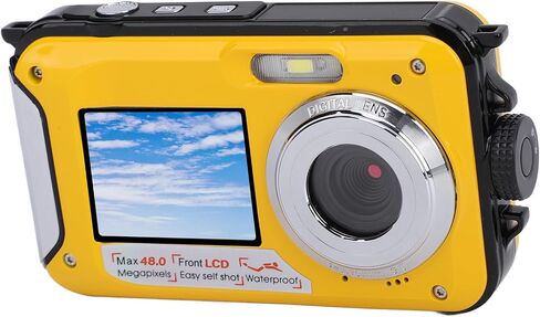 كاميرا Bewinner تحت الماء بشاشات مزدوجة 2.7K 48MP التركيز التلقائي للغوص والغطس للحدائق المائية العائلية خفيفة الوزن in Saudi Arabia