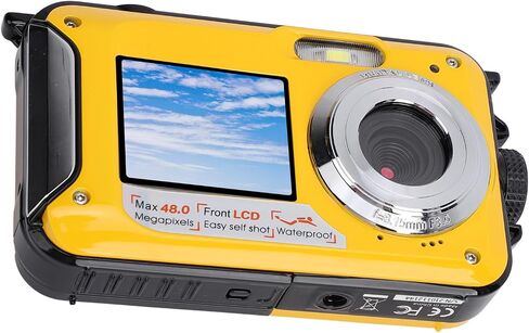كاميرا Bewinner تحت الماء بشاشات مزدوجة 2.7K 48MP التركيز التلقائي للغوص والغطس للحدائق المائية العائلية خفيفة الوزن in Saudi Arabia