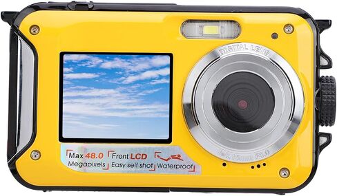 كاميرا Bewinner تحت الماء بشاشات مزدوجة 2.7K 48MP التركيز التلقائي للغوص والغطس للحدائق المائية العائلية خفيفة الوزن in Saudi Arabia
