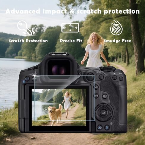حافظة كاميرا لكاميرا Canon EOS R5 Mark II، غطاء حماية ناعم من السيليكون + 3 قطع واقيات شاشة من الزجاج المقوى، ملحقات كاميرا مضادة للخدش ومقاومة للصدمات - أسود (أسود) in Kuwait