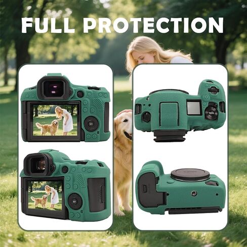 حافظة كاميرا لكاميرا Canon EOS R5 Mark II، غطاء حماية ناعم من السيليكون + 3 قطع واقيات شاشة من الزجاج المقوى، ملحقات كاميرا مضادة للخدش ومقاومة للصدمات - أسود (أسود) in Kuwait