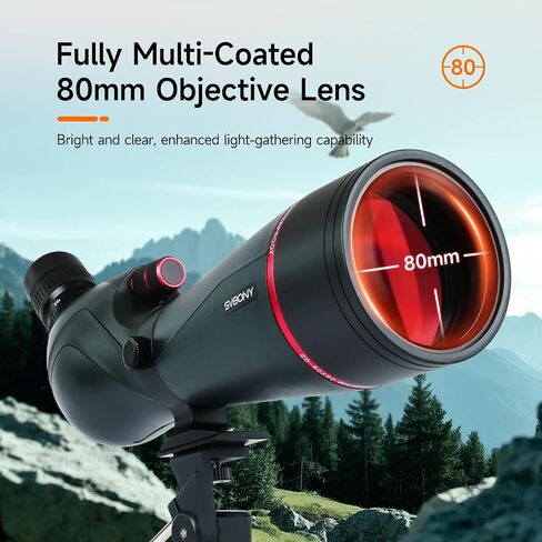 SVBONY SV406 20-60x80 Spotting Scope with Tripod,SC001 WiFi, 3-Axis Adjustable Adapter,HD Optical System with BAK4 Prism, Waterproof & Fogproof, Spotting Scopes for Target Shooting, Bird Watching in Saudi Arabia