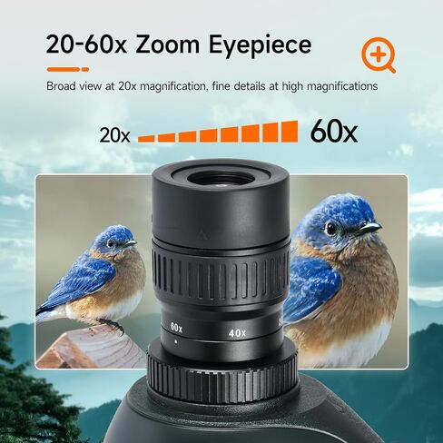 SVBONY SV406 20-60x80 Spotting Scope with Tripod,SC001 WiFi, 3-Axis Adjustable Adapter,HD Optical System with BAK4 Prism, Waterproof & Fogproof, Spotting Scopes for Target Shooting, Bird Watching in Saudi Arabia