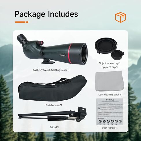 SVBONY SV406 20-60x80 Spotting Scope with Tripod,SC001 WiFi, 3-Axis Adjustable Adapter,HD Optical System with BAK4 Prism, Waterproof & Fogproof, Spotting Scopes for Target Shooting, Bird Watching in Saudi Arabia