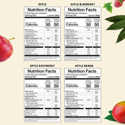 AMA TIME Organic Baby Food Pouches Variety Pack (12 Count, 8 Flavors) | Stage 1+ Fruit & Veggie Puree | Non-GMO Allergen-Free No Added Sugar | BPA-Free Pouches for Baby Led Weaning & Toddlers in Saudi Arabia