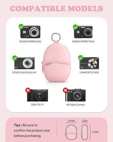 Soft Camera Case Compatible With Kodak Pixpro FZ45 FZ55 & Camkory FHD 1080p,Lightweight Digital Camera Carrying Case With Extra SD Cards Storage, Protective Travel Bag - Perfect Gifts, Beige in Saudi Arabia