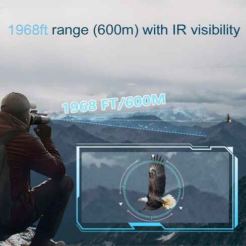 نظارات رؤية ليلية مثبتة على الرأس للبالغين، عرض شاشة مزدوجة فيديو 4K التقاط صور بدقة 48 ميجابكسل، تكبير رقمي 8X، مناظير رؤية ليلية عسكرية نطاق عرض 1968FT، مع بطاقة 64 جيجابايت in Kuwait