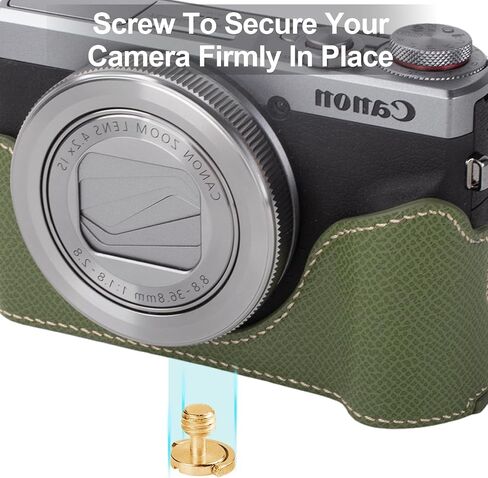 حافظة كاميرا واقية لسلسلة Canon Powershot G7X، تناسب Canon PowerShot G7X Mark III/G7X Mark II/G7 X نصف حافظة مع حزام كتف قابل للتعديل PU g7x mark iii إكسسوارات خفيفة الوزن - BK in Kuwait