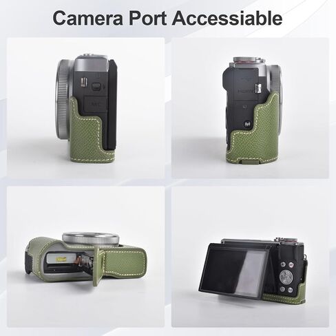 حافظة كاميرا واقية لسلسلة Canon Powershot G7X، تناسب Canon PowerShot G7X Mark III/G7X Mark II/G7 X نصف حافظة مع حزام كتف قابل للتعديل PU g7x mark iii إكسسوارات خفيفة الوزن - BK in Kuwait