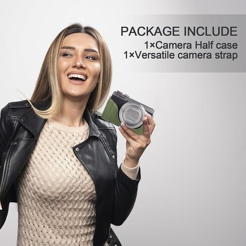 حافظة كاميرا واقية لسلسلة Canon Powershot G7X، تناسب Canon PowerShot G7X Mark III/G7X Mark II/G7 X نصف حافظة مع حزام كتف قابل للتعديل PU g7x mark iii إكسسوارات خفيفة الوزن - BK in Kuwait