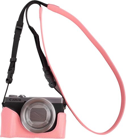 Protective Camera Case for Canon Powershot G7X series,fit for Canon PowerShot G7X Mark III/G7X Mark II/G7 X Half Case With Adjustable Shoulder Strap PU g7x mark iii accessories lightweight-BK in Saudi Arabia