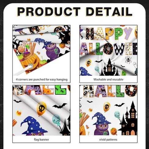 Happy Halloween Classroom Banner Backdrop Halloween Ghost Decor Ghost Boo Spider Bat Pumpkin Classroom Decor for School Home Wall Party Decor 70.8X 43.3inch in Saudi Arabia