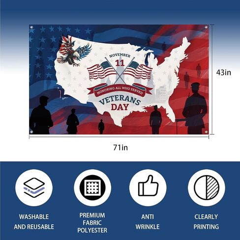 Veterans Day Backdrop,Blue and Red Photo Booth Wall Banner,Map of America Background for Photography American Flag Party Decorations and Supplies for Home House Decor-71x43 inches (Red and Blue 3) in Saudi Arabia