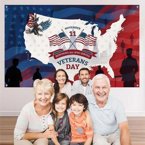 Veterans Day Backdrop,Blue and Red Photo Booth Wall Banner,Map of America Background for Photography American Flag Party Decorations and Supplies for Home House Decor-71x43 inches (Red and Blue 3) in Saudi Arabia