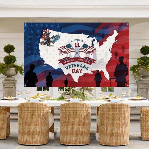 Veterans Day Backdrop,Blue and Red Photo Booth Wall Banner,Map of America Background for Photography American Flag Party Decorations and Supplies for Home House Decor-71x43 inches (Red and Blue 3) in Saudi Arabia