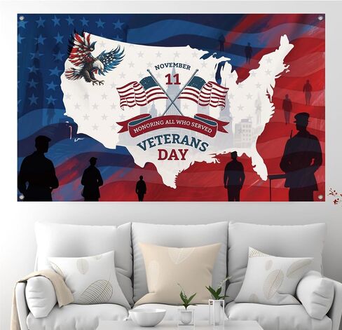 Veterans Day Backdrop,Blue and Red Photo Booth Wall Banner,Map of America Background for Photography American Flag Party Decorations and Supplies for Home House Decor-71x43 inches (Red and Blue 3) in Saudi Arabia