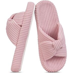 BUNYISCN Slippers for Women Memory Foam Women's Orthopedic Arch Support Open Toe House Bedroom Corduroy Bow Crossbands Slide House Slippers in Saudi Arabia