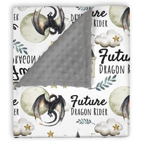 Mink Baby Boys Blankets Future Dragon Rider, Whimsical Black Castle Moon Cloud Star Double Layer Dotted Backing Receiving Swaddle, Newborn Infant Toddler Nursery Crib Bedding Shower Gift 30x40 in Saudi Arabia