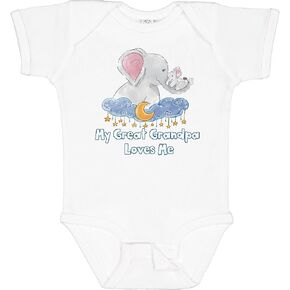 inktastic My Great Grandpa Loves Me Cute Elephants Clouds Moon Baby Bodysuit in Saudi Arabia