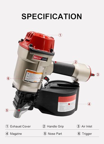 CN70 Coil Siding Nail Gun, 15 Degree Pneumatic Siding Nailer, 1-3/4-inch to 2-3/4-inch Coil Roofing Nailer for Siding Sheathing Wooding Fencing Decking in Saudi Arabia
